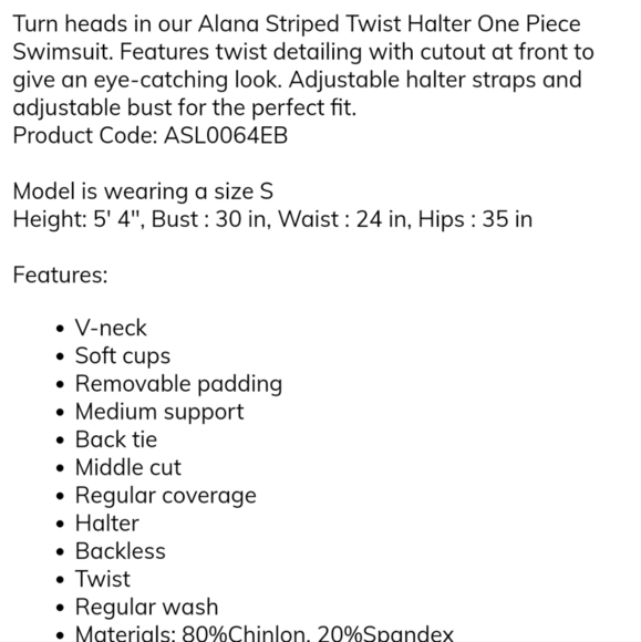 Cupshe Alana Striped Twist Halter One-Piece Swimsuit - Picture 3 of 9